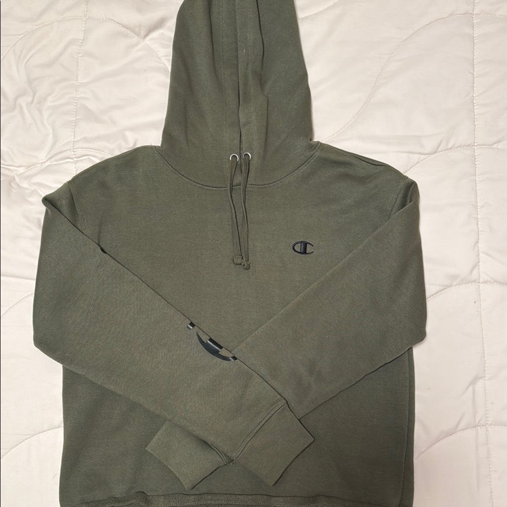Champion Forest Green Cropped Hoodie
